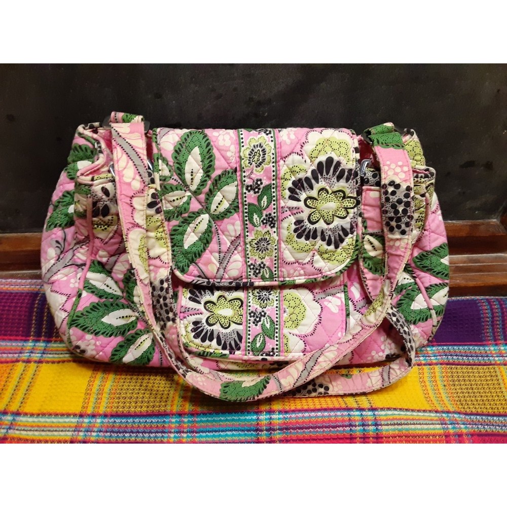 Vera Bradley Pink and Green Floral Shoulder Bag